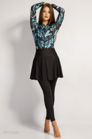 HUDO GREEN 4 PIECES BURKINI TOP , PANTS , SKIRT , SWIM CAP