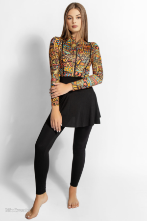 HUDO GIGI 4 PIECES BURKINI TOP , PANTS , SKIRT , SWIM CAP