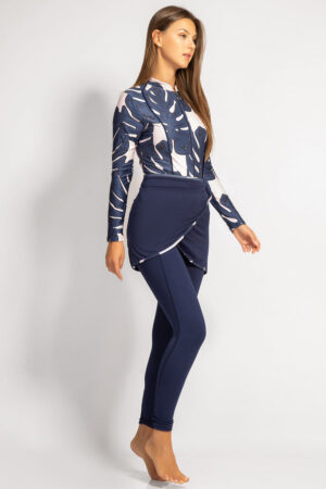 HUDO NAVY 4 PIECES BURKINI TOP , PANTS , SKIRT , SWIM CAP