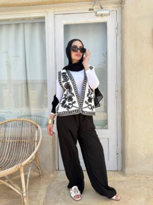 Black Handmade embroidered vest