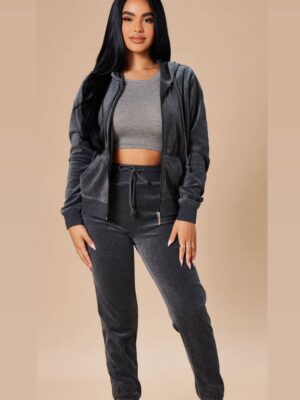 Gray Hudo Soft Velour Legging Set